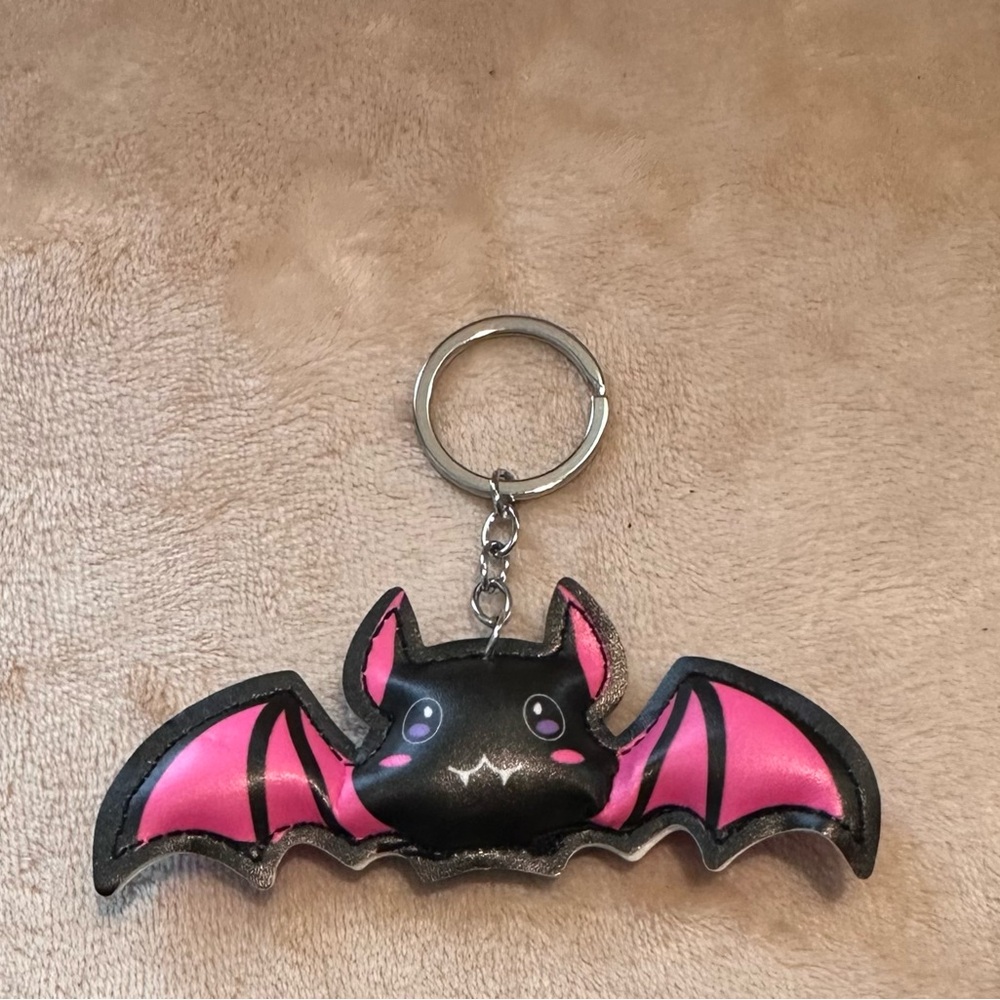 Pink and Black Bat Keychain/Bag Charm